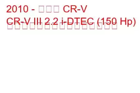 2010 - ホンダ CR-V
CR-V III 2.2 i-DTEC (150 Hp) フェイスリフトの燃費と技術仕様