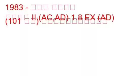 1983 - ホンダ アコード
アコード II (AC,AD) 1.8 EX (AD) (101 馬力) の燃料消費量と技術仕様