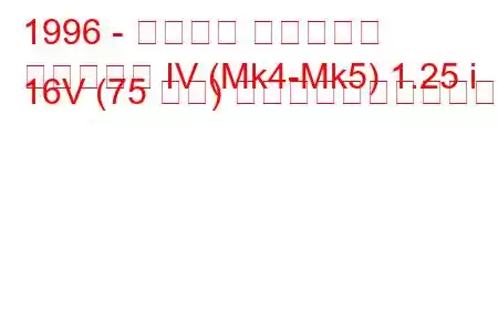 1996 - フォード フィエスタ
フィエスタ IV (Mk4-Mk5) 1.25 i 16V (75 馬力) の燃料消費量と技術仕様