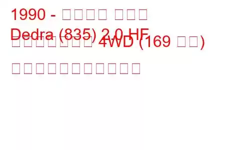 1990 - ランチア デドラ
Dedra (835) 2.0 HF インテグラーレ 4WD (169 馬力) の燃料消費量と技術仕様