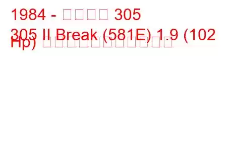 1984 - プジョー 305
305 II Break (581E) 1.9 (102 Hp) の燃料消費量と技術仕様