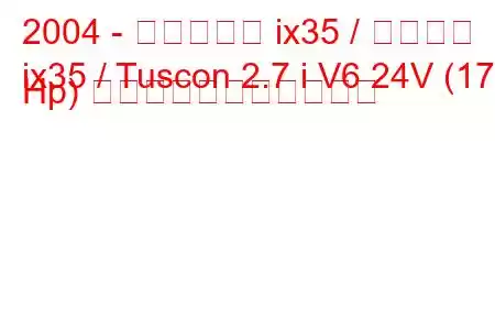 2004 - ヒュンダイ ix35 / ツーソン
ix35 / Tuscon 2.7 i V6 24V (173 Hp) の燃料消費量と技術仕様