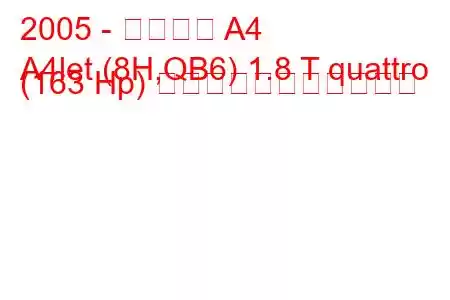 2005 - アウディ A4
A4let (8H,QB6) 1.8 T quattro (163 Hp) の燃料消費量と技術仕様
