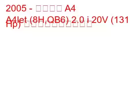 2005 - アウディ A4
A4let (8H,QB6) 2.0 i 20V (131 Hp) 燃料消費量と技術仕様