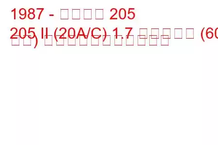 1987 - プジョー 205
205 II (20A/C) 1.7 ディーゼル (60 馬力) の燃料消費量と技術仕様