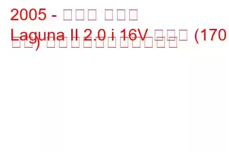 2005 - ルノー ラグナ
Laguna II 2.0 i 16V ターボ (170 馬力) の燃料消費量と技術仕様