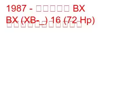 1987 - シトロエン BX
BX (XB-_) 16 (72 Hp) の燃料消費量と技術仕様