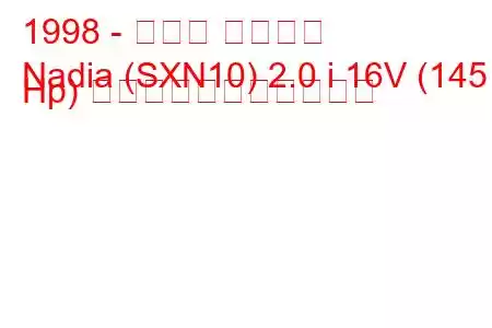 1998 - トヨタ ナディア
Nadia (SXN10) 2.0 i 16V (145 Hp) の燃料消費量と技術仕様