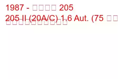 1987 - プジョー 205
205 II (20A/C) 1.6 Aut. (75 馬力) 燃料消費量と技術仕様