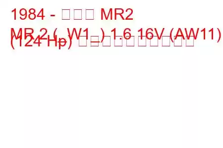 1984 - トヨタ MR2
MR 2 (_W1_) 1.6 16V (AW11) (124 Hp) 燃料消費量と技術仕様