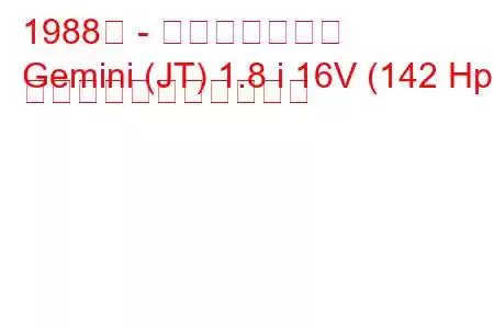 1988年 - いすゞジェミニ
Gemini (JT) 1.8 i 16V (142 Hp) の燃料消費量と技術仕様