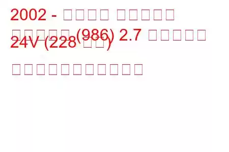 2002 - ポルシェ ボクスター
ボクスター (986) 2.7 ボクスター 24V (228 馬力) の燃料消費量と技術仕様