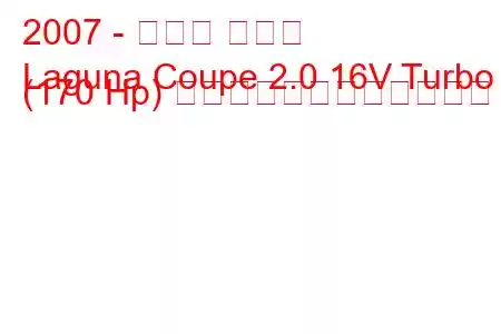 2007 - ルノー ラグナ
Laguna Coupe 2.0 16V Turbo (170 Hp) 自動燃料消費量と技術仕様