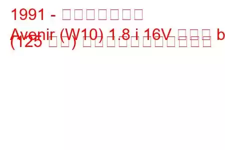 1991 - 日産アベニール
Avenir (W10) 1.8 i 16V タイプ bi (125 馬力) の燃料消費量と技術仕様