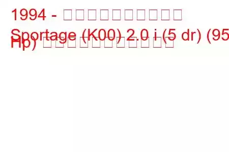 1994 - 起亜スポーツステージ
Sportage (K00) 2.0 i (5 dr) (95 Hp) の燃料消費量と技術仕様