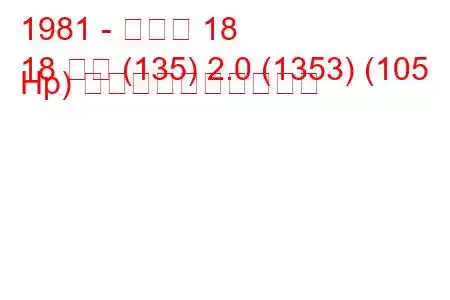 1981 - ルノー 18
18 変数 (135) 2.0 (1353) (105 Hp) 燃料消費量と技術仕様
