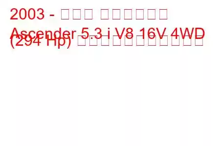 2003 - いすゞ アッセンダー
Ascender 5.3 i V8 16V 4WD (294 Hp) の燃料消費量と技術仕様