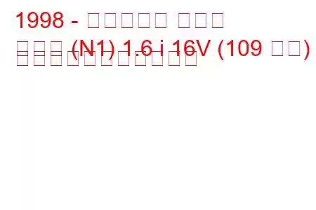 1998 - シトロエン クサラ
クサラ (N1) 1.6 i 16V (109 馬力) の燃料消費量と技術仕様