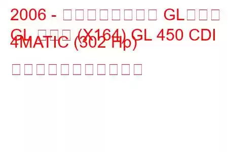 2006 - メルセデスベンツ GLクラス
GL クラス (X164) GL 450 CDI 4MATIC (302 Hp) の燃料消費量と技術仕様