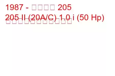 1987 - プジョー 205
205 II (20A/C) 1.0 i (50 Hp) の燃料消費量と技術仕様