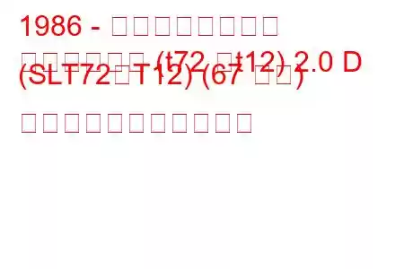 1986 - 日産ブルーバード
ブルーバード (t72 、t12) 2.0 D (SLT72、T12) (67 馬力) の燃料消費量と技術仕様