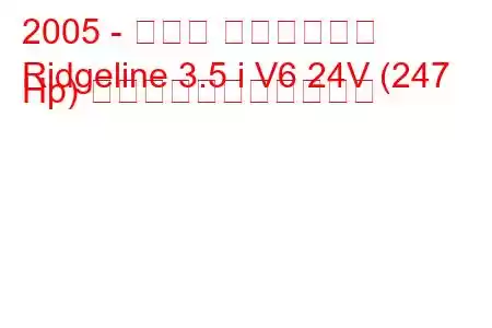 2005 - ホンダ リッジライン
Ridgeline 3.5 i V6 24V (247 Hp) の燃料消費量と技術仕様