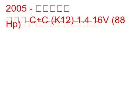 2005 - 日産マーチ
マーチ C+C (K12) 1.4 16V (88 Hp) の燃料消費量と技術仕様