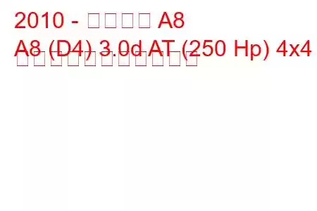 2010 - アウディ A8
A8 (D4) 3.0d AT (250 Hp) 4x4 の燃料消費量と技術仕様