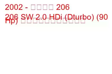 2002 - プジョー 206
206 SW 2.0 HDi (Dturbo) (90 Hp) の燃料消費量と技術仕様