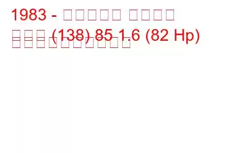 1983 - フィアット レガータ
レガタ (138) 85 1.6 (82 Hp) 燃料消費量と技術仕様