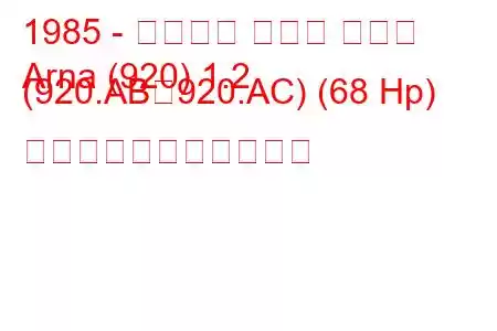 1985 - アルファ ロメオ アルナ
Arna (920) 1.2 (920.AB、920.AC) (68 Hp) の燃料消費量と技術仕様