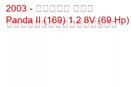 2003 - フィアット パンダ
Panda II (169) 1.2 8V (69 Hp) ダイナミック燃料消費量と技術仕様