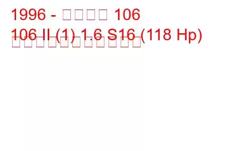 1996 - プジョー 106
106 II (1) 1.6 S16 (118 Hp) の燃料消費量と技術仕様