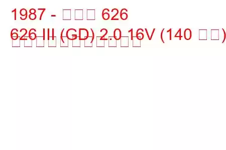 1987 - マツダ 626
626 III (GD) 2.0 16V (140 馬力) の燃料消費量と技術仕様