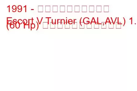 1991 - フォード・エスコート
Escort V Turnier (GAL,AVL) 1.3 (60 Hp) の燃料消費量と技術仕様