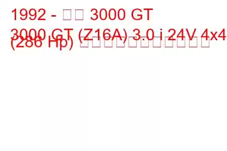 1992 - 三菱 3000 GT
3000 GT (Z16A) 3.0 i 24V 4x4 (286 Hp) の燃料消費量と技術仕様