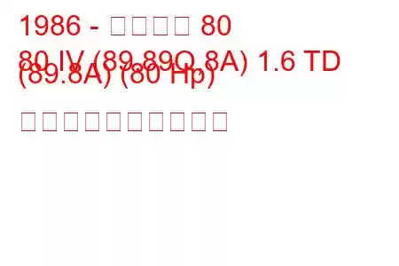 1986 - アウディ 80
80 IV (89.89Q,8A) 1.6 TD (89.8A) (80 Hp) 燃料消費量と技術仕様