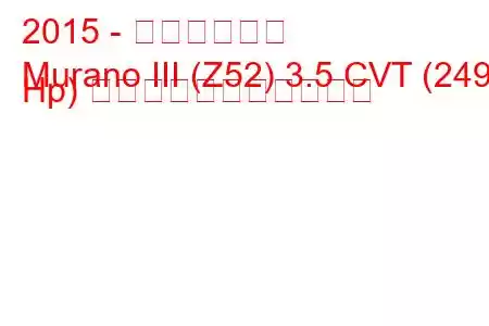 2015 - 日産ムラーノ
Murano III (Z52) 3.5 CVT (249 Hp) の燃料消費量と技術仕様
