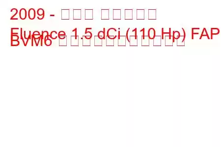 2009 - ルノー フルエンス
Fluence 1.5 dCi (110 Hp) FAP BVM6 の燃料消費量と技術仕様