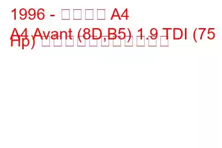 1996 - アウディ A4
A4 Avant (8D,B5) 1.9 TDI (75 Hp) の燃料消費量と技術仕様