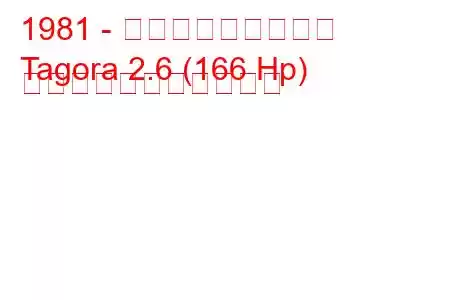 1981 - タルボット・タゴラ
Tagora 2.6 (166 Hp) の燃料消費量と技術仕様