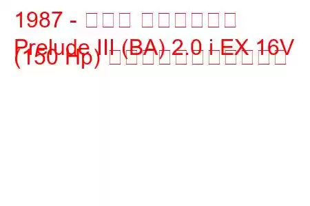 1987 - ホンダ プレリュード
Prelude III (BA) 2.0 i EX 16V (150 Hp) の燃料消費量と技術仕様