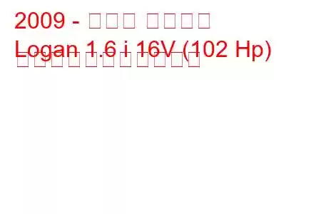 2009 - ルノー ローガン
Logan 1.6 i 16V (102 Hp) の燃料消費量と技術仕様