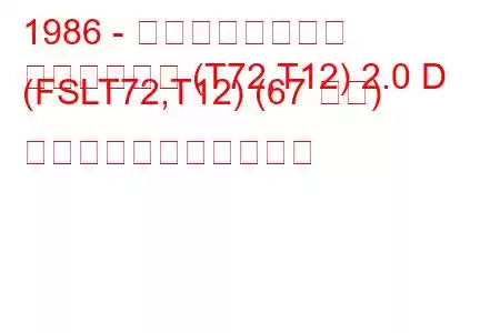 1986 - 日産ブルーバード
ブルーバード (T72,T12) 2.0 D (FSLT72,T12) (67 馬力) の燃料消費量と技術仕様