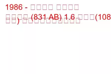 1986 - ランチア プリズマ
プリズマ (831 AB) 1.6 つまり(108 馬力) 燃料消費量と技術仕様