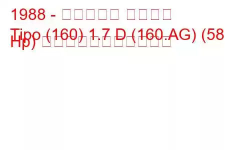 1988 - フィアット ティーポ
Tipo (160) 1.7 D (160.AG) (58 Hp) の燃料消費量と技術仕様