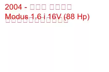 2004 - ルノー モデュス
Modus 1.6 i 16V (88 Hp) の燃料消費量と技術仕様