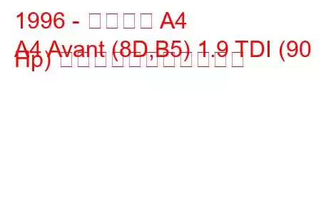 1996 - アウディ A4
A4 Avant (8D,B5) 1.9 TDI (90 Hp) の燃料消費量と技術仕様
