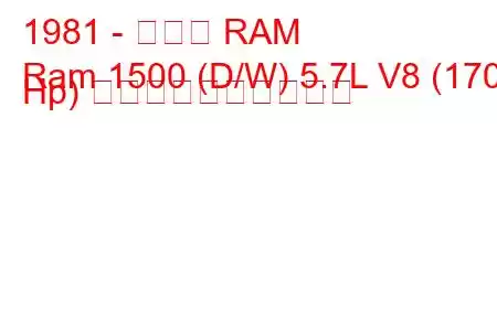 1981 - ダッジ RAM
Ram 1500 (D/W) 5.7L V8 (170 Hp) 燃料消費量と技術仕様