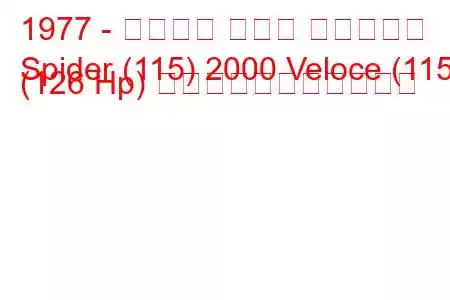 1977 - アルファ ロメオ スパイダー
Spider (115) 2000 Veloce (115) (126 Hp) の燃料消費量と技術仕様